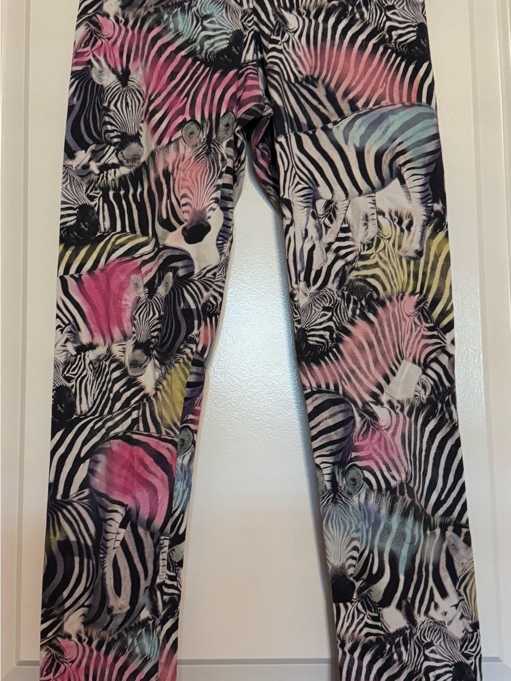 Molo Black & White Zebra Leggings with Pink, Blue and Yellow Accents